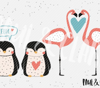 Plotterdatei - Pinguin & Flamingo Love